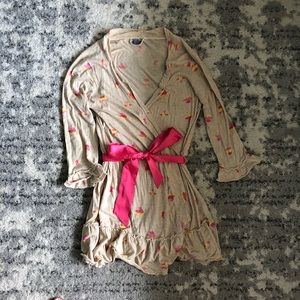 Aerie Tan & Pink/yellow print robe
